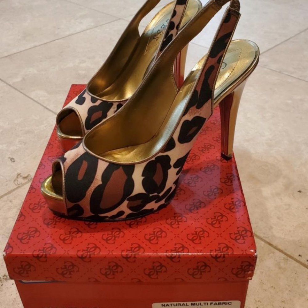 Guess Peep Toe Sling Back Heels